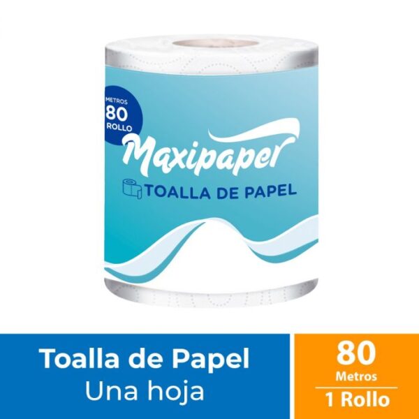 Toalla de Papel Bajo Metraje H/S Maxipaper Prepicada Blanca 80 MT x 1 Rollo