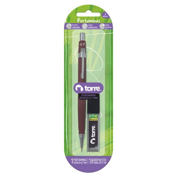 Set Portaminas Técnico Metálico + Minas 0,7MM
